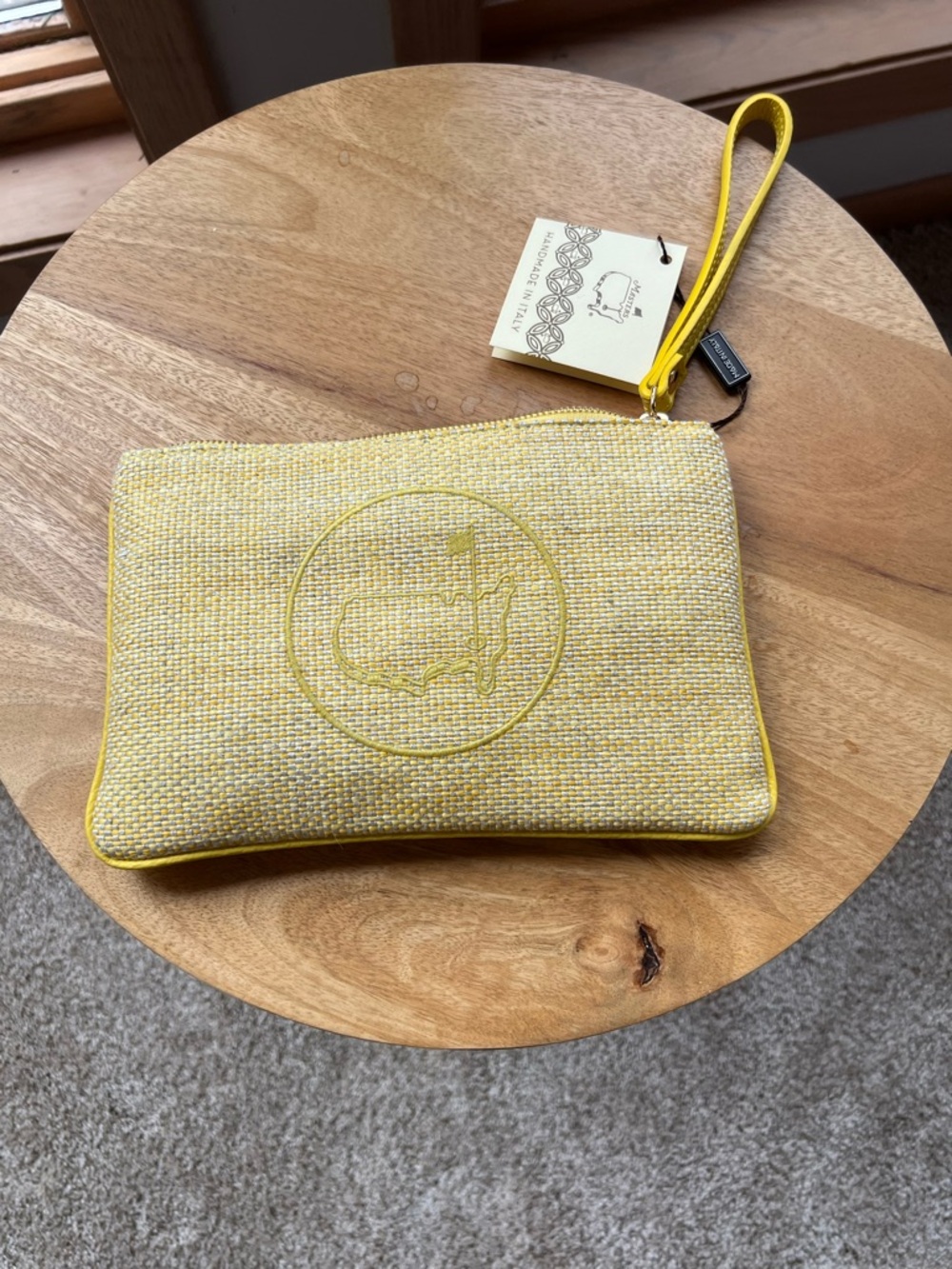 Yellow Embossed Logo Wristlet Clutch
